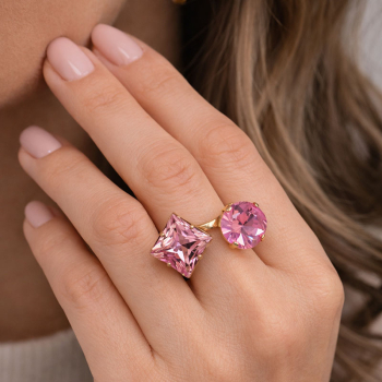 Preview: Ekaterini offener zwei-Finger-ring Princess Dream rose-fuchsia, style