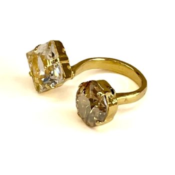 Preview: Ekaterini offener zwei-Finger-ring Princess Dream crystal gold, side