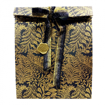 Faltschachgtel Golden Garden schwarz mit Motiv Druck gold, Rückseite