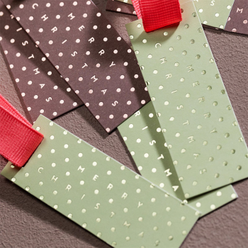 Preview: Gift Paper Tag Merry Christmas green with embossing green dots, style