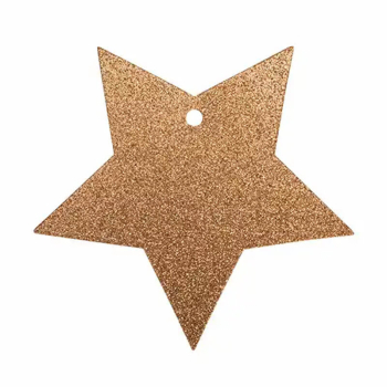 Geschenkanhänger, Stern, kupfer, glitter,