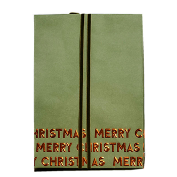 Gift wrap, gift bag, Merry Christmas green, embossed Merry Christmas cooper, Trixi Gronau