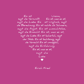 Painting on canvas white love poem, print aubergine, front
