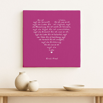 Bild auf Leinwand Liebesgedicht weiss, druck  aubergine, style