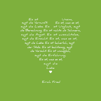 Painting on canvas white love poem erich Fried , print green backgroundnd white front
