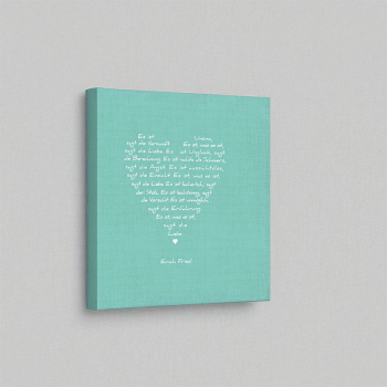 Preview: Painting on canvas white love poem, print turquoise, style