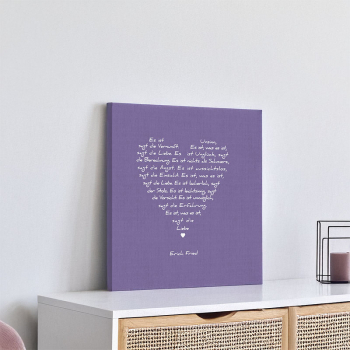 Preview: Painting on canvas white love poem, print purple, style