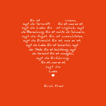 Bild auf Leinwand Liebesgedicht weiss, Druck orange