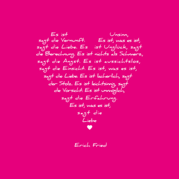 Bild auf Leinwand Liebesgedicht weiss, Druck pink, Seitenansicht
