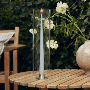 Preview: Ester-Erik Kerzenhalter matt silber 2er Set, im Garten