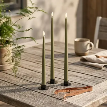 Preview: Ester&Erik LED Stabkerze 40cm khaki grün, style garden