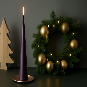 Preview: Ester-Erik Cone Candle dark amethyst, 37cm, XMas style