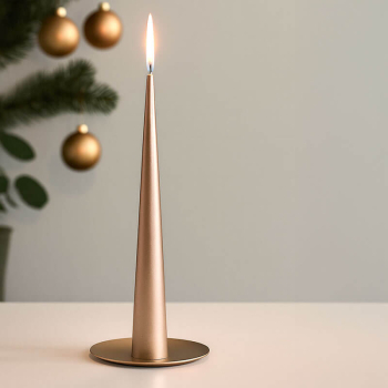 Preview: Ester&Erik Kegelkerze metallic champagne, style XMas