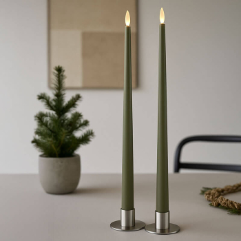 Preview: Ester&Erik LED Stabkerze 40cm khaki grün, style Xmas