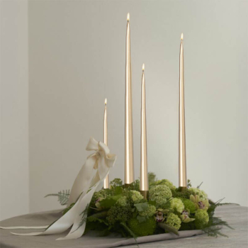 Preview: Ester-Erik taper Candle metallic gold 42cm, style, Moss wreath