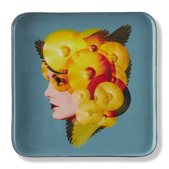 Gangza CIMBELLA Evide Poche, Mini Size Tray, square, paint Lacquer multicolor,