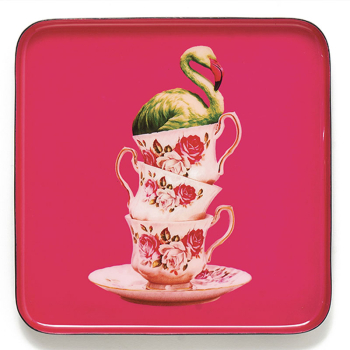 Gangzai Vide Poche, Flamingtea, Mini Tablett, quadratisch, Lack merhfarbig,, front