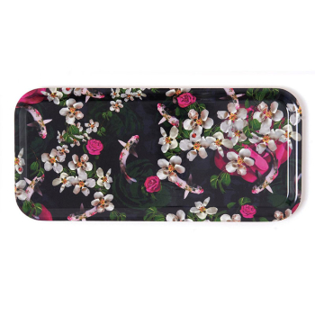 Gangzai rectangularTray, Koikoi Victoria paint Lacquer multicolor, front