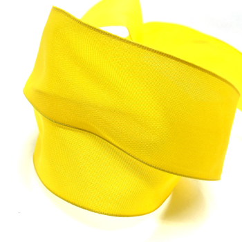 Geschenkband, Satin, 35 mm, gelb, detail