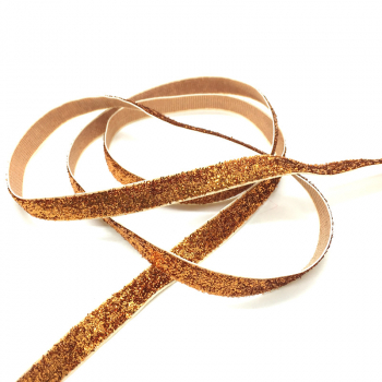 Geschenkband Spark Material Samt Farbe bronze Breite 15 mm Ausstattung ohne Drahtrand, detail