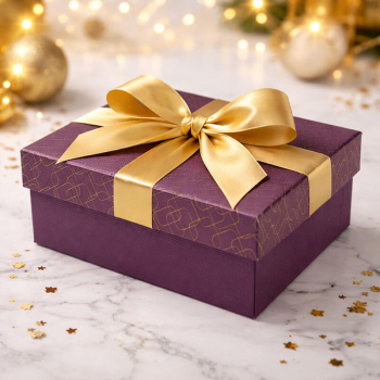 Rechteckige Geschenkbox, Zita aubergine Heißfoilienprägung gold, style weihnachtlich