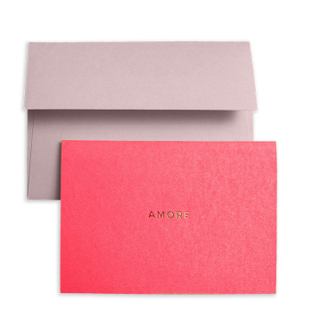 Gmund Glückwunsckarte Little color notes A7, AMORE, neon pink, Heissfolienprägung gold mit Umschlag