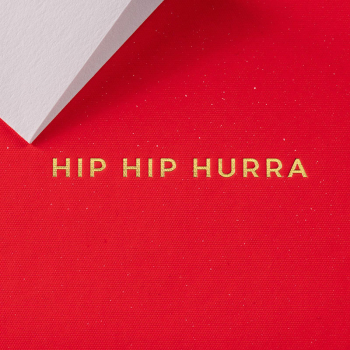 Gmund Glückwunsckarte Little color notes A7, Hip Hip Huura , neon rot, Heissfolienprägung gold detail