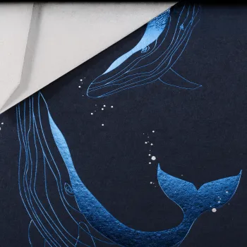 Preview: Gmund Greeting Card Sea A5 ddark blue hotfoil printing, embossing, detail