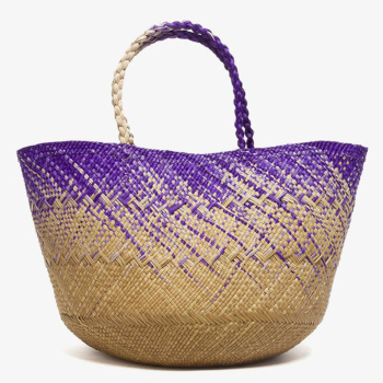 Guanabana Tote Canasto Bag S, Iraca, purple-beige