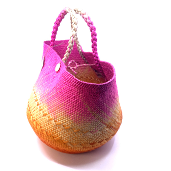 Guanabana Tote Canasto Bag S, Iraca, pink-orange-beige, Innenansicht