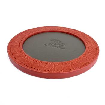 Hector Saxe LEATHER DICE CUP in orange and dices, base