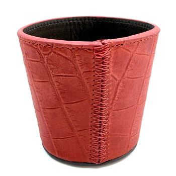 Preview: Hector Saxe, Leder würfelbecher in orange, Rückseite