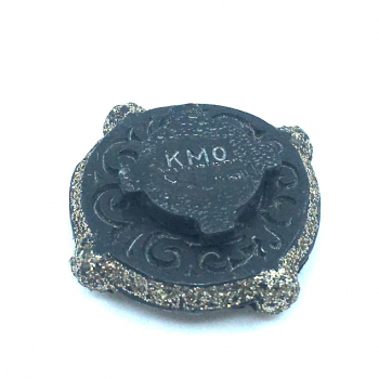KMO Brooch Drop black Snake, Kamelite with magnetic, back