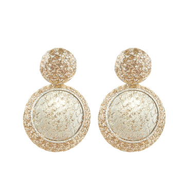 KMO-Ohrstecker, Drop, Schlangenleder silber lackiert mit Kamelitte in cream-gold, frontansicht