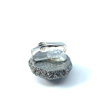 KMO Earclips Fata, Snakeskin lightblue, accent camelite silver, back