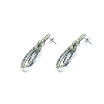 KMO-Earrings-Slop, drop look green- gold, side