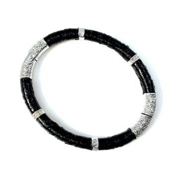 Kmo, Armspange, Silberpulver, schlange schwarz, obenansicht