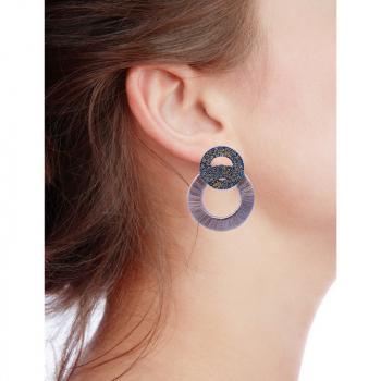 KMO, earrings, Martha, gold silk, silver powder, glitter, brown-gold, style