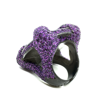 KMO, cocktailring, Dream; silver powder, purple, back