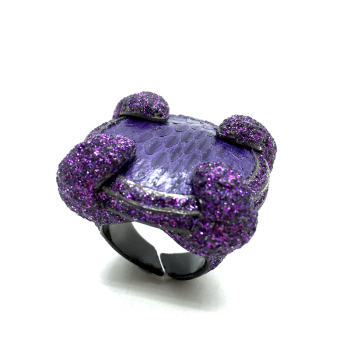KMO, cocktailring, Dream; silver powder, purple