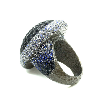 Kmo ring Mona Lisa, Glitter blau-schwarz.3 Rückansicht