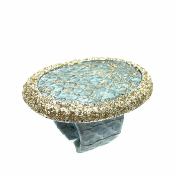 Kmo ring Nika, Snake lightblue  Glitter gold, side 2