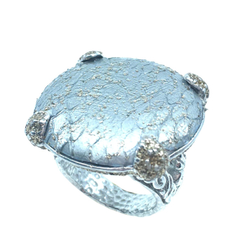 Kmo cocktailring Albite silber mit Schlangeninlay