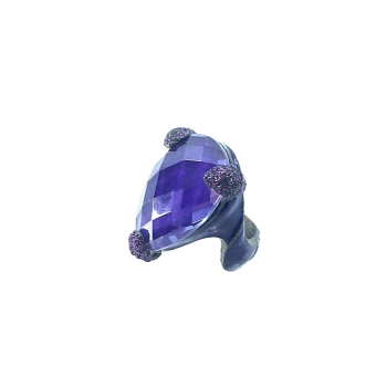Kmo ring Cassandre violett, mit facettiertem großem Kristall