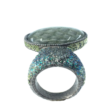Kmo ring Sofia Kamelite grün, seitlich 1