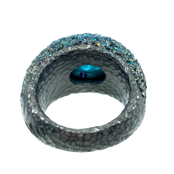 KMO ring Madonna silber, cabochon, grün, Kamelite grün, Rückansicht
