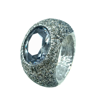 KMO ring silber, cabochon, schwarz-silver,
