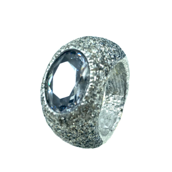 KMO ring silber, cabochon,  schwarz-silver seitlich