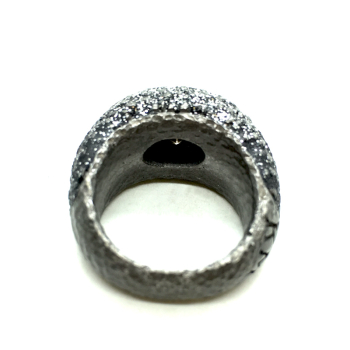 KMO ring silber, cabochon, schwarz-silver, von innen