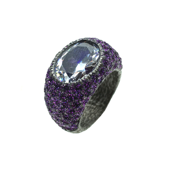 KMO ring silber, cabochon, amethyst,